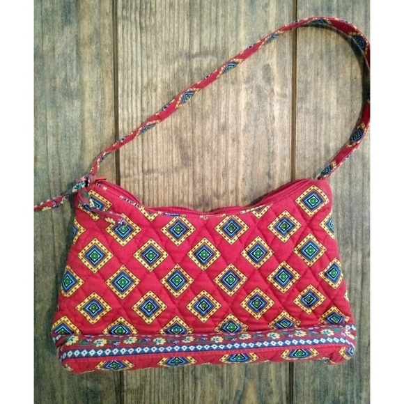 Vera Bradley Villa Red Small Hobo Style Bag - Picture 2 of 4